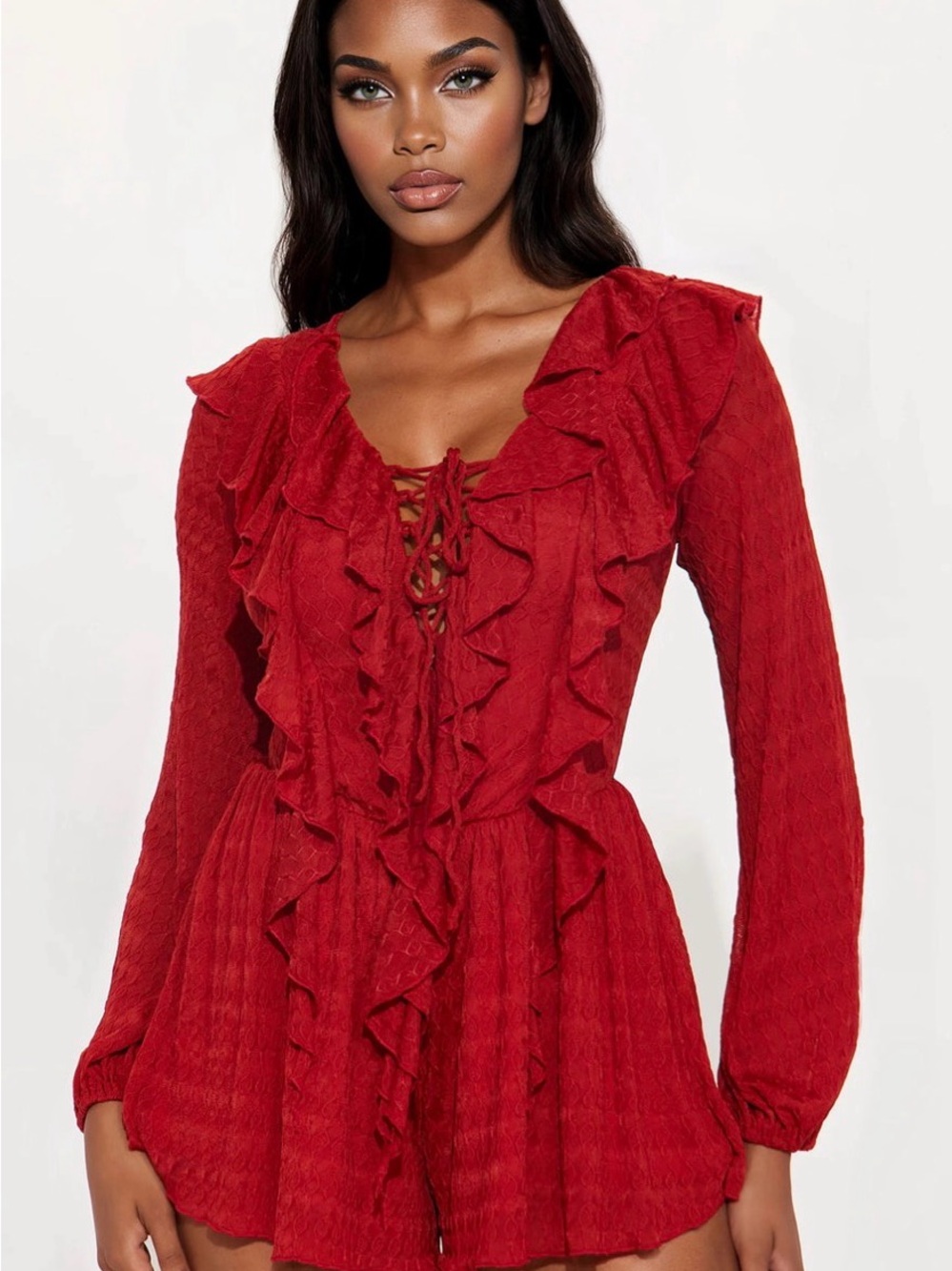 Fashion Nova Crimson Lace Romper - size S, NWT